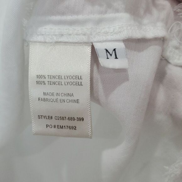 Cloth & Stone( Anthro)Raw Hem White Tencel Button Down Shirt, Med - Picture 5 of 6